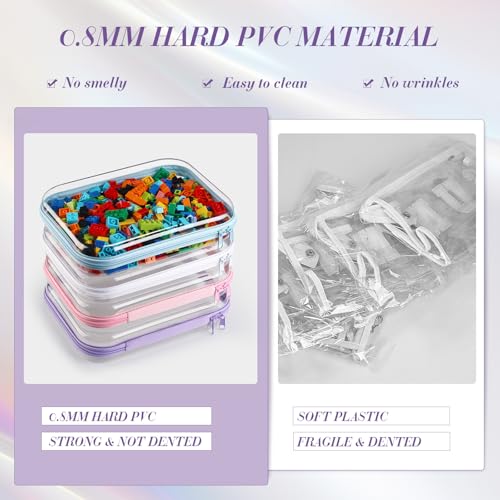 Image of Hoolerry 4 Pcs Hard Clear Zipper Case Makeup Bags Plastic Zipper Pouch Transparent Storage Box Containers for Cosmetics, Snacks, Building Blocks, Puzzles(Clear,9.8 x 7.9 x 2 in,Multicolor)