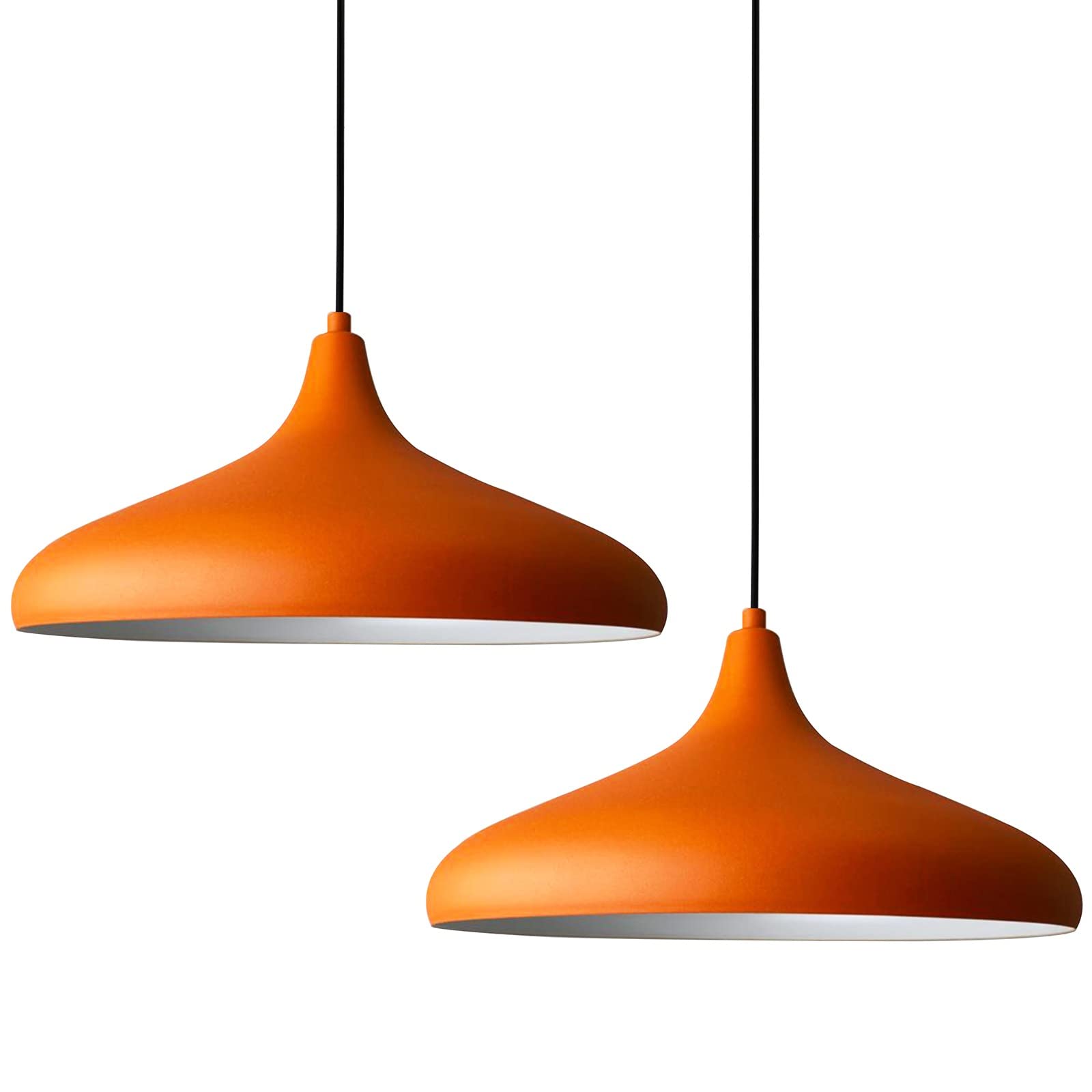 bamyum 2 Luces Champion Lámpara de Cocina, Lámpara Techo Colgante Vintage, Lámpara de Techo con Pantallas de 35 cm y Lámpara de Isla de Cocina de Metal de Lámparas de Techo Naranja