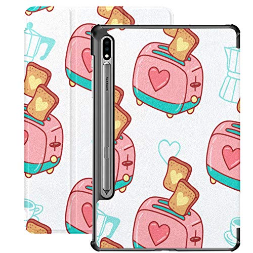 Frühstück Delicious Cartoon Toast Brot Hüllen für Tablets für Samsung Galaxy Tab S7 / s7 Plus Samsung Galaxy S7 Stand Back Hüllen für Tablets für