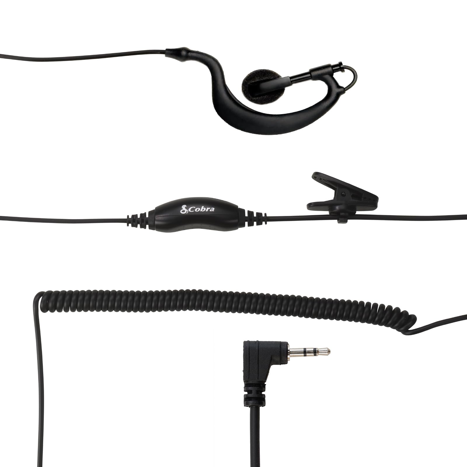 Cobra 2.5mm C-Style In-Ear Headset with Foam Earpiece, Compatible with Cobra PX, RX & AM Series Walkie Talkies, Black