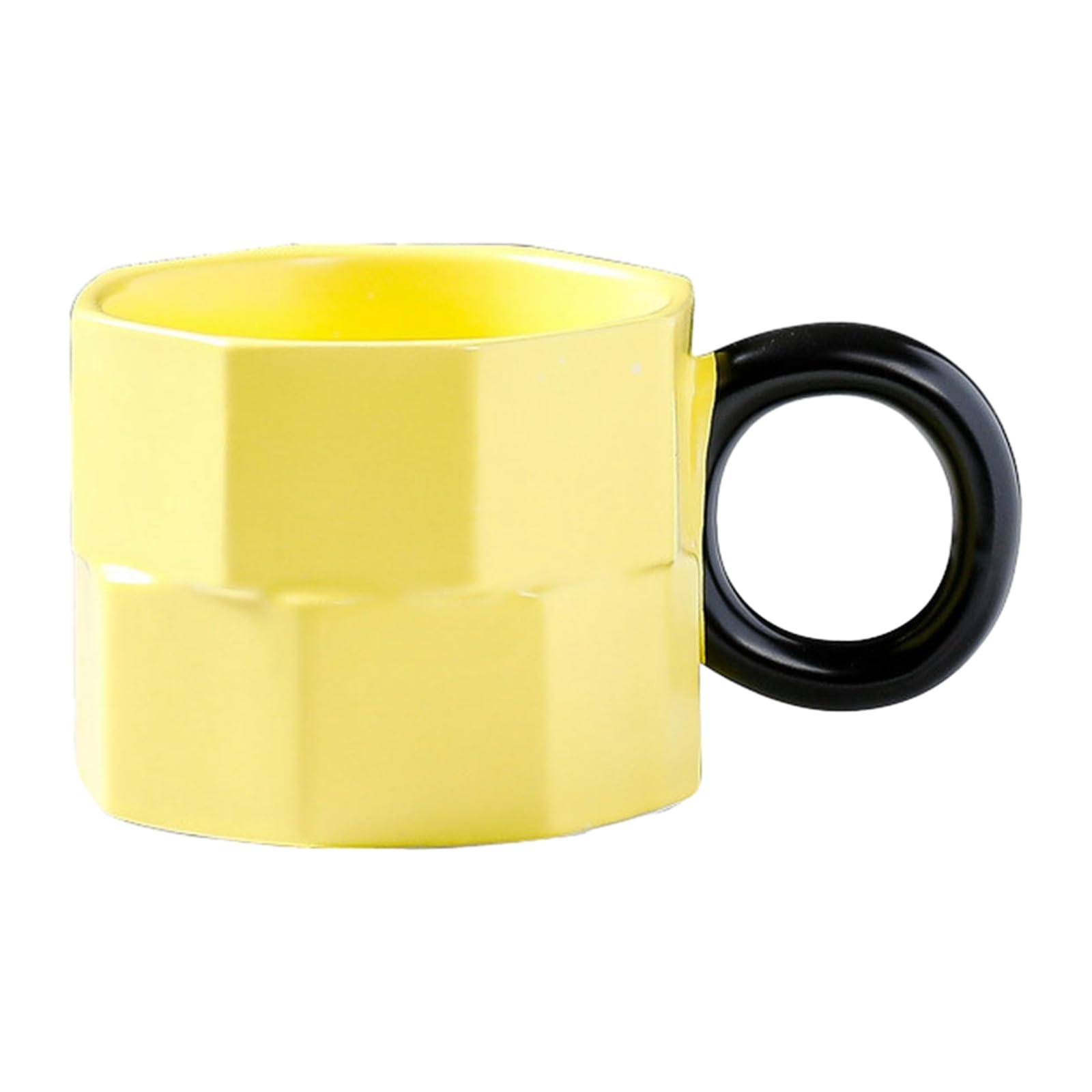 CAPIJIONG 400ml/13.5oz INS style colorful ceramic mug microwave oven can be used for creative home minimalist personalized coffee cups-lemon-yellow