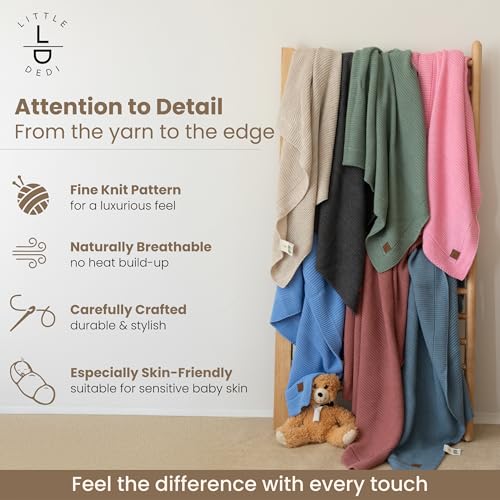 Image of Soft Knit Baby Blanket 30x40 in, Mocha Meringue - Oeko-Tex Certified, Breathable Swaddle & Receiving Blanket for Newborns, Crib & Stroller, Machine Washable