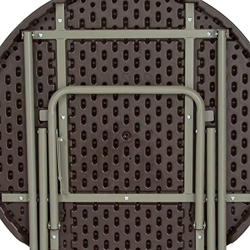 Flash Furniture DAD-FT-80R-GG Trellis 2.6-Foot Round Brown Rattan Plastic Folding Table thumb #7