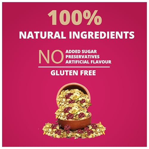 Image of Equalite Cranberry Muesli I Dry fruits I Muesli I Fruit and Nuts I No added sugar I Granola I High protein I Breakfast I Healthy food I Protein food I Gluten Free |No preservatives | High fiber | Omega-3 | High Minerals & Vitamins |Weight loss food I Equalite foods | (1050g, Cranberry Combo(Pack of 3))