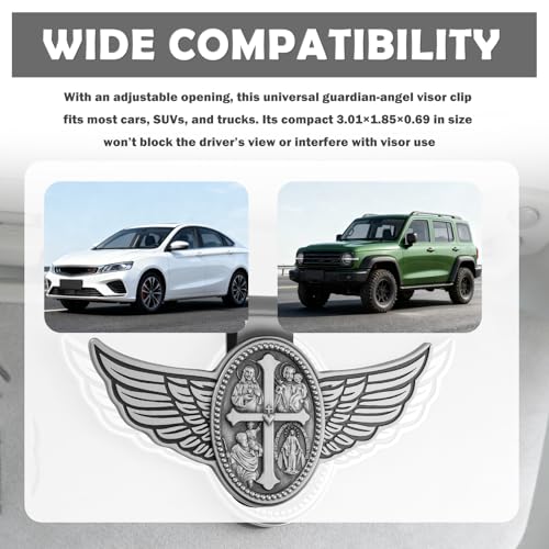 Image of Cross Guardian Angel Visor Clips for Cars,Guardian Angel for Car Visor Clip for Praying Safe Driving,Car Cross Guardians Angels Gift for New Driver Catholic Cars Accessories