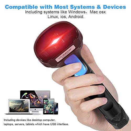 Barcode Scanner Wireless & Wired Handheld, Turimon Rechargeable Barcode Reader Scanner, USB Quick Laser Barcode Scanner Gun for Library Book, Warehouse Inventory, Store Price Tag