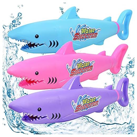 AINOLWAY 3 Pack Water Squirt Gun Shark Designed Water Blaster, Summer Water Shooter Toy for Pool Lake Beach Water Fighting