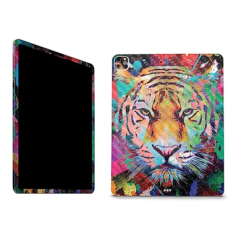 Image of MightySkins Carbon Fiber Skin Compatible with Apple iPad Pro 12.9 inch M2 6th Gen (2022) Full Wrap Kit - Neon Tiger | Protective, Durable Textured Carbon Fiber Finish | Easy to Apply | Made in The USA