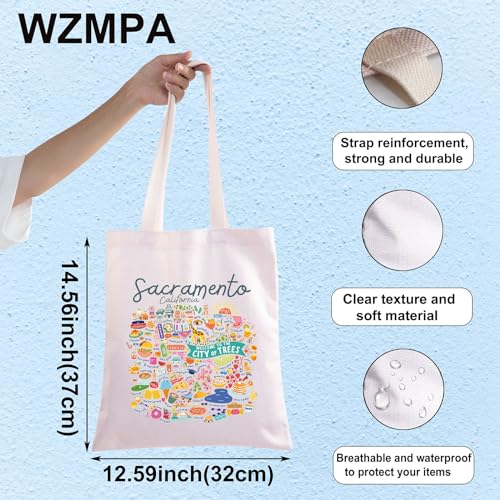 WZMPA California Sacramento Travel Tote Bag Sacramento Souvenir Gift Sacramento City Of Trees Travel Shoulder Bag2