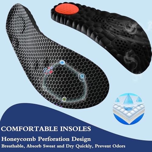 Image of 4D Cloud Steppers Insoles for Men and Women, Work Boot Cushioning Inserts | Memory Foam Super Soft Anti-Fatigue, Shock Absorption, Massage Relief Foot Pain, Arch Support (Black M12-12.5 /W13-13.5)