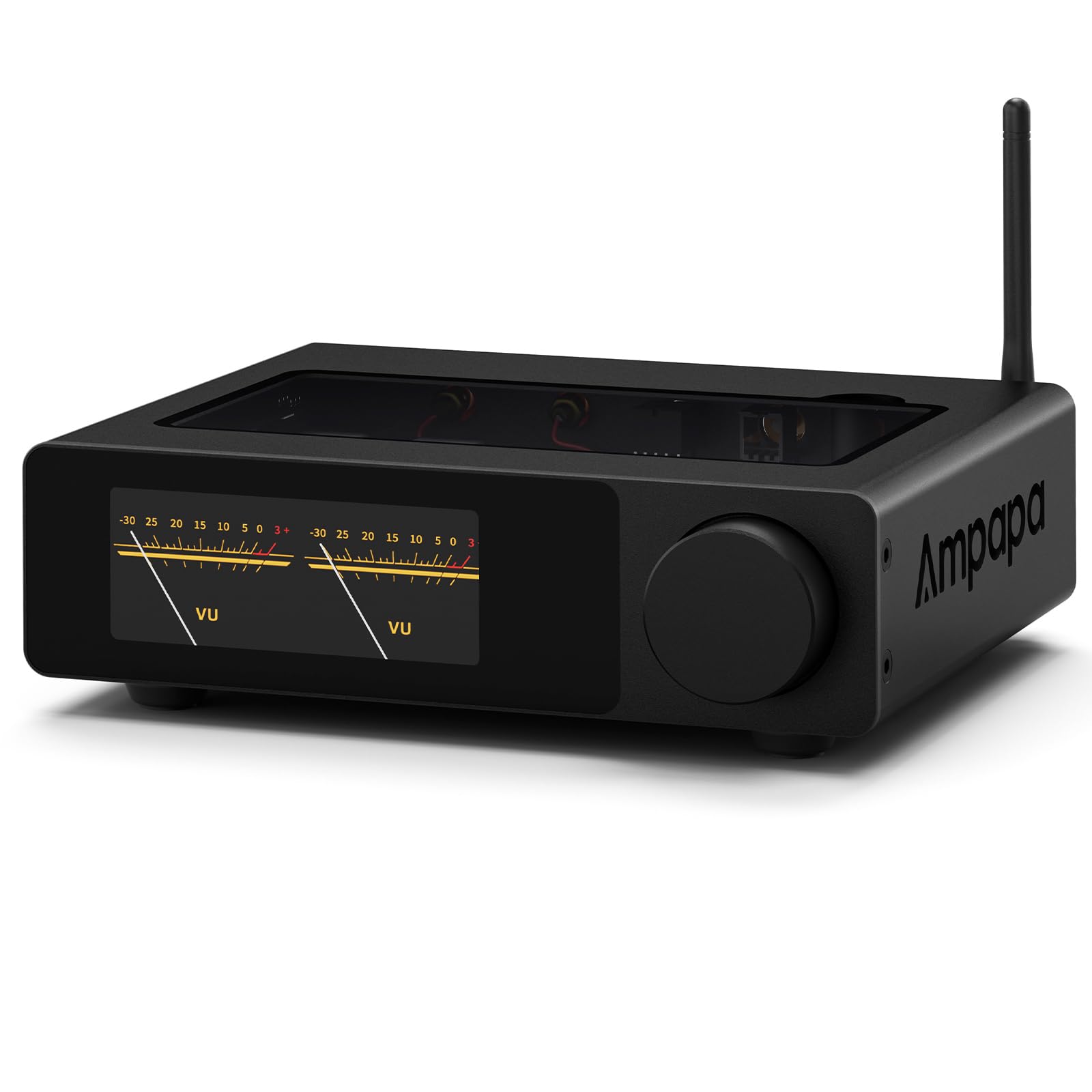 Ampapa 2チャンネル Bluetooth アンプ: HiFi 300W x2 ステレオアンプ with BT 5.2 | HPF | デジタルVUメーター | SUBプリアウト | TRSバランス入力 | トーンコントロール & リモコン for ホームシアター ブックシェルフスピーカー (D1)