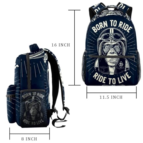 Sac à dos imprimé singe avec casque grand compartiment ado multicolore 40cm - 2