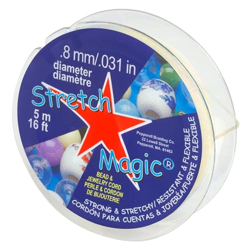 Image of Stretch Magic Elastic Beading Cord - Pearl Color, 0.8mm in Diameter, 5-Meter (16 ft) - Easy to Knot, Strong & Stretchy String for Making Beaded Jewelry