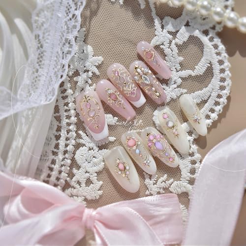 Image of 5D Embossed Gold Nail Stickers Jelly Nail Art Stickers Self Adhesive with Design Gemstone Nail Decals for Nails Art Supply Charms for Women Girls Kid Magnificent Manicure Decoration Accessories
