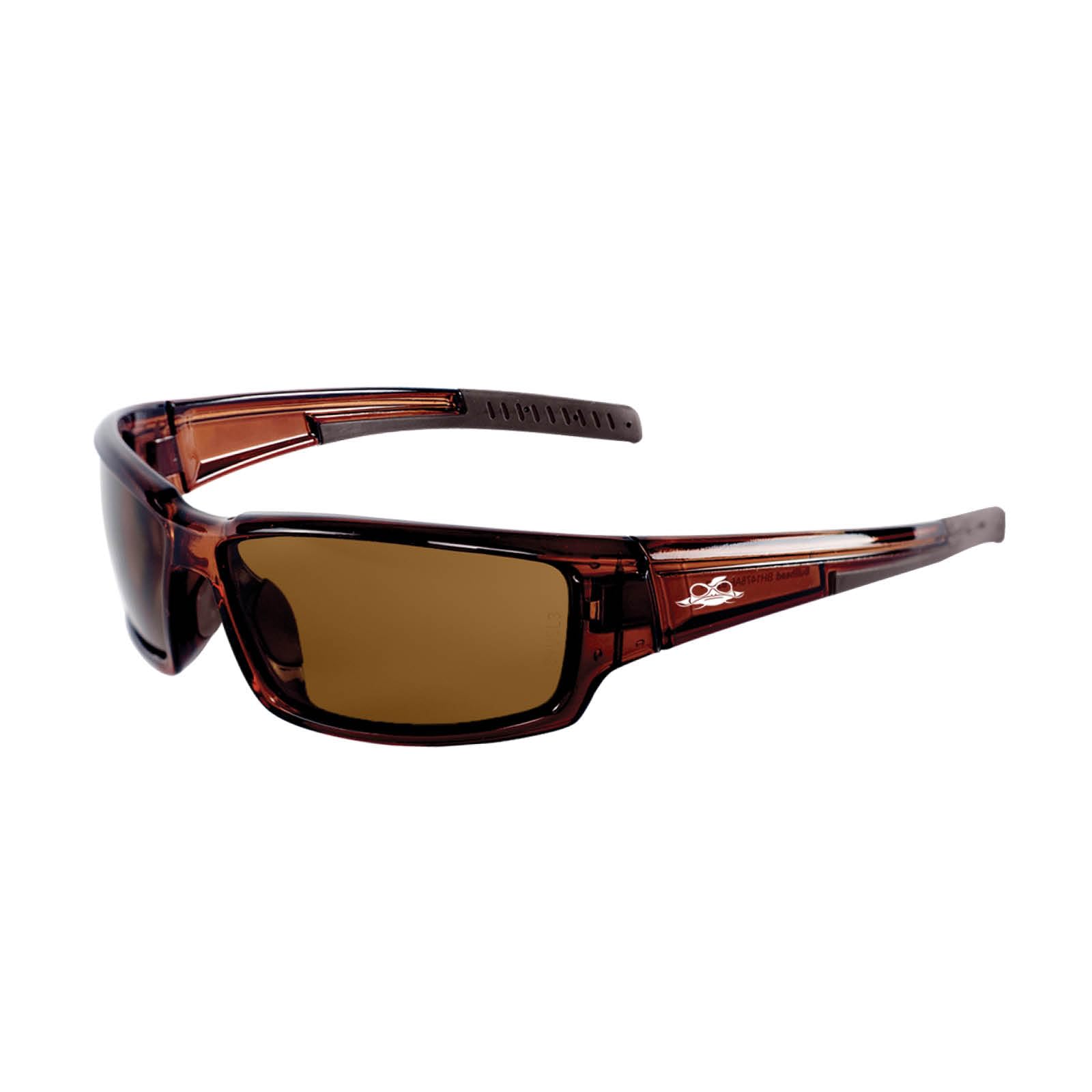Bullhead Safety Eyewear BH1478AF Maki, kryształowo brązowa oprawka, brązowe szkła zapobiegające zaparowaniu, brązowe soczewki TPR i zauszniki (1 para) od Bullhead Safety Eyewear