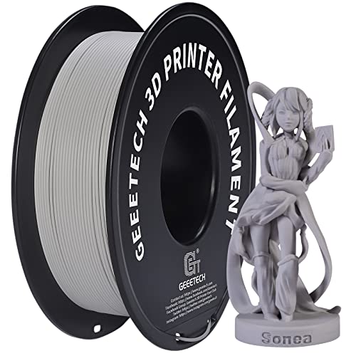 GEEETECH Matte PLA Filament, 3D-Drucker PLA Filament 1 kg Spule, Genauigkeit +/- 0,03 mm, hellgrau Cover