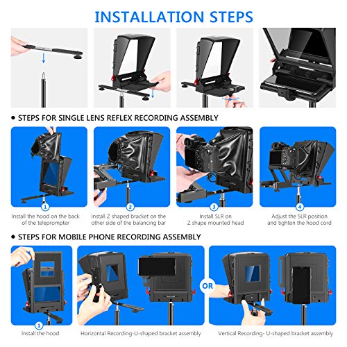 Neewer X1 Mini Teleprompter, 8" Tragbarer Teleprompter für iPad Tablet Smartphone DSLR-Kameras mit Fernbedienung, App-kompatibel mit iOS/Android für Online-Unterricht/Vlogging/Live-Streaming - Image 6