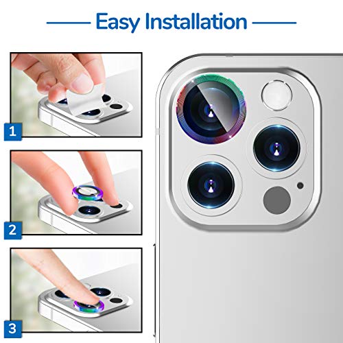 [5 Pack] UniqueMe Camera Lens Protector Compatible for iPhone 12 Pro Max 6.7 inch, [Precise Cutout] Camera Cover Circle Tempered Glass - Rinbow - Thumbnail 3