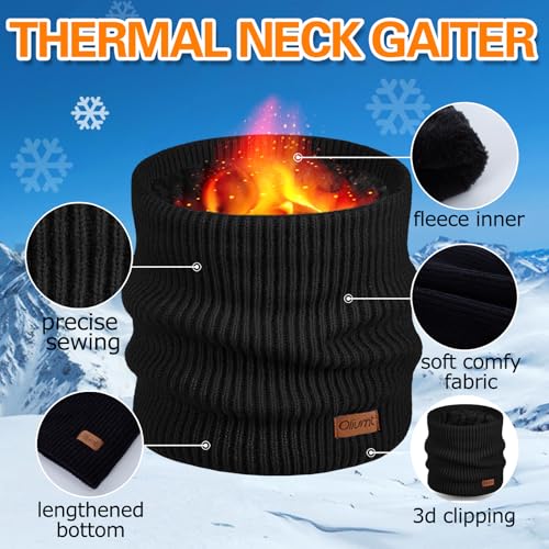 3 Pieces Winter Hat Scarf Touchscreen Gloves Set for Men and Women, Thick Warm Fleece Lined Knit Beanie Hat Neck Warmer2