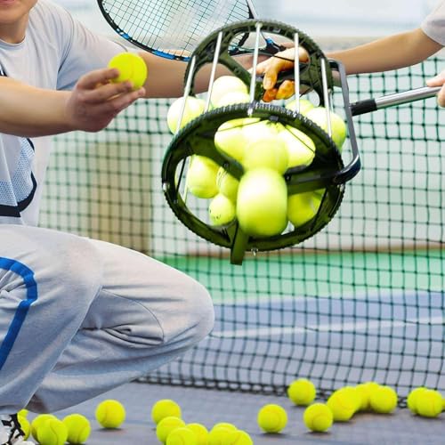 Colector de pelotas de tenis rodillo telescópico altura ajustable capacidad 55 pelotas entrenamiento tenis