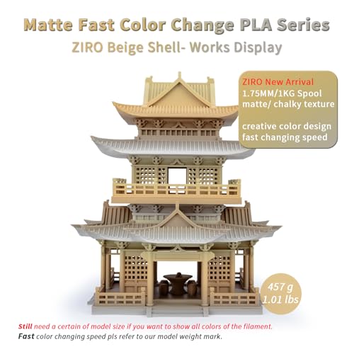 Image of ZIRO Fast Gradient PLA, Matte Multi Colors Filament 1.75mm, Color Change by Length 3D Printer Filament, Dimensional Accuracy + /-0.03mm, Fit Most 3D Printers, 1KG / 2.2lbs Spool, Beige Shell