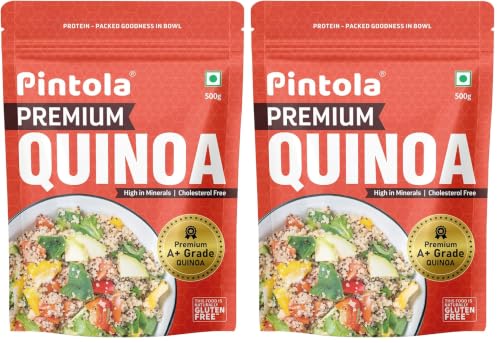 Image of Pintola Premium Quinoa 500g, Cereal for Breakfast, High in Protein & Dietry Fibre, Minerals, Cholesterol-Free, Gluten-Free Quinoa Seeds Diet Food for Weight Management (500g) (Pack of 2)