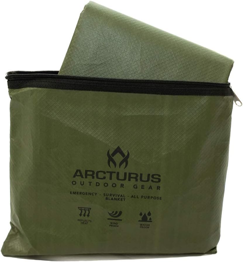 Arcturus Heavy Duty Survival Blanket Lightweight Ripstop Nylon Poncho (Olive)