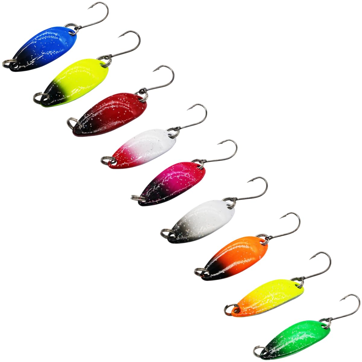 Fishing Lures with Single Hook, 1.2in-1/9oz Trout Spoon, Multicolor Metal Fishing Baits for Pike Zander Perch