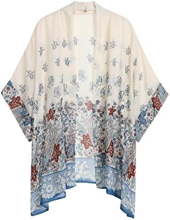 Women's Tops Loose Chiffon Kimono Cardigan Beach Swim Cover up Blouse