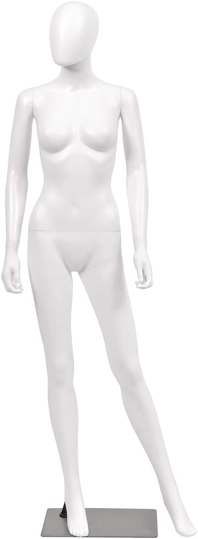 Giantex 70" Female Mannequin Full Body, Life Size Dress Form with 360° Rotating Head, Flexible & Detachable Limbs, Metal Base for Clothing Display, Retail and Studio, 5.8 Ft, White