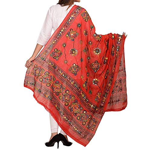 Women Cotton Dupatta Embroidery Mirror Work Ethinic Stole Party Wear scarf Wrap2