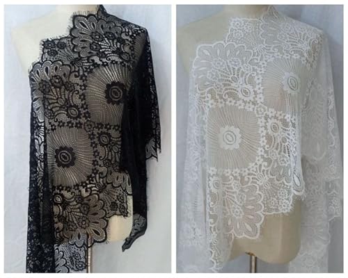 Mesh Soft Bilateral Eyelash Lace Garment Fabrics Sleeve Skirt Lace Extension Splicing Home Accessories 1 Piece(C Black)3