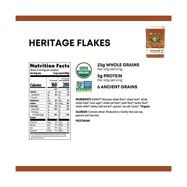 Natures-Path-Organic-Heritage-Flakes-Cereal-2-Lbs-Earth-Friendly-Package-Pack-of-6-Non-GMO-6-Ancient-Grains-Low-Sugar-High-Fiber-5g-Plant-Based-Protein Nature's Path Organic Heritage Flakes Cereal, 2 Lbs. Earth Friendly Package (Pack of 6)