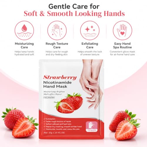 Image of Strawberry Nicotinamide Hand Mask Gloves, 1 Pair, 35g