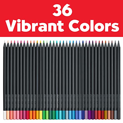 Faber-Castell Black Edition Colored Pencils - 36 Count, Black Wood And Super Soft Core Lead, Coloring Pencils For Kids, Teens, Adult Coloring Books, Art Colored Pencils #TOP2