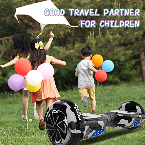 MEGA MOTION Hoverboards mit Sitz, Hoverboards mit Hoverkart, 6,5 Zoll Hoverboards für Kinder, mit Bluetooth-Lautsprecher und LED-Leuchten,Geschenk für Kinder