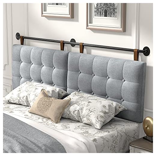HouseMila Headboard for King Size Bed, Wall Mounted Headboard with Fine Linen Upholstery and Button Tufting, Adjustable Heigh Headboard for Bedroom (Grey, King)