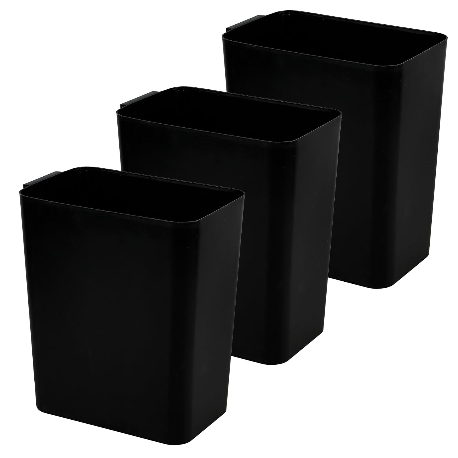 3 Pack 4 5 Gallon Plastic Open Top Trash Cans Slim Garbage Trash Can Black Wastebaskets