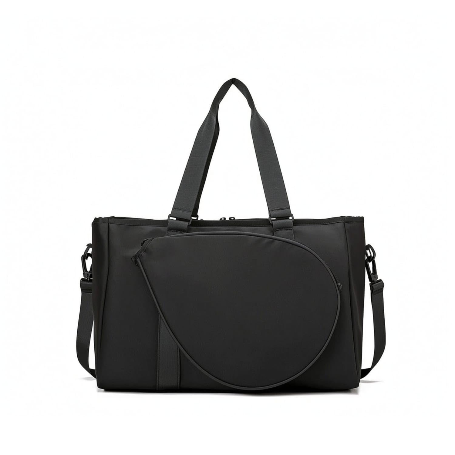 Zippered Racket Bag with Shoulder Strap Rectangular Badminton Racket Bag Crossbody Minimalist for Students, Court, Training, Black-image-10