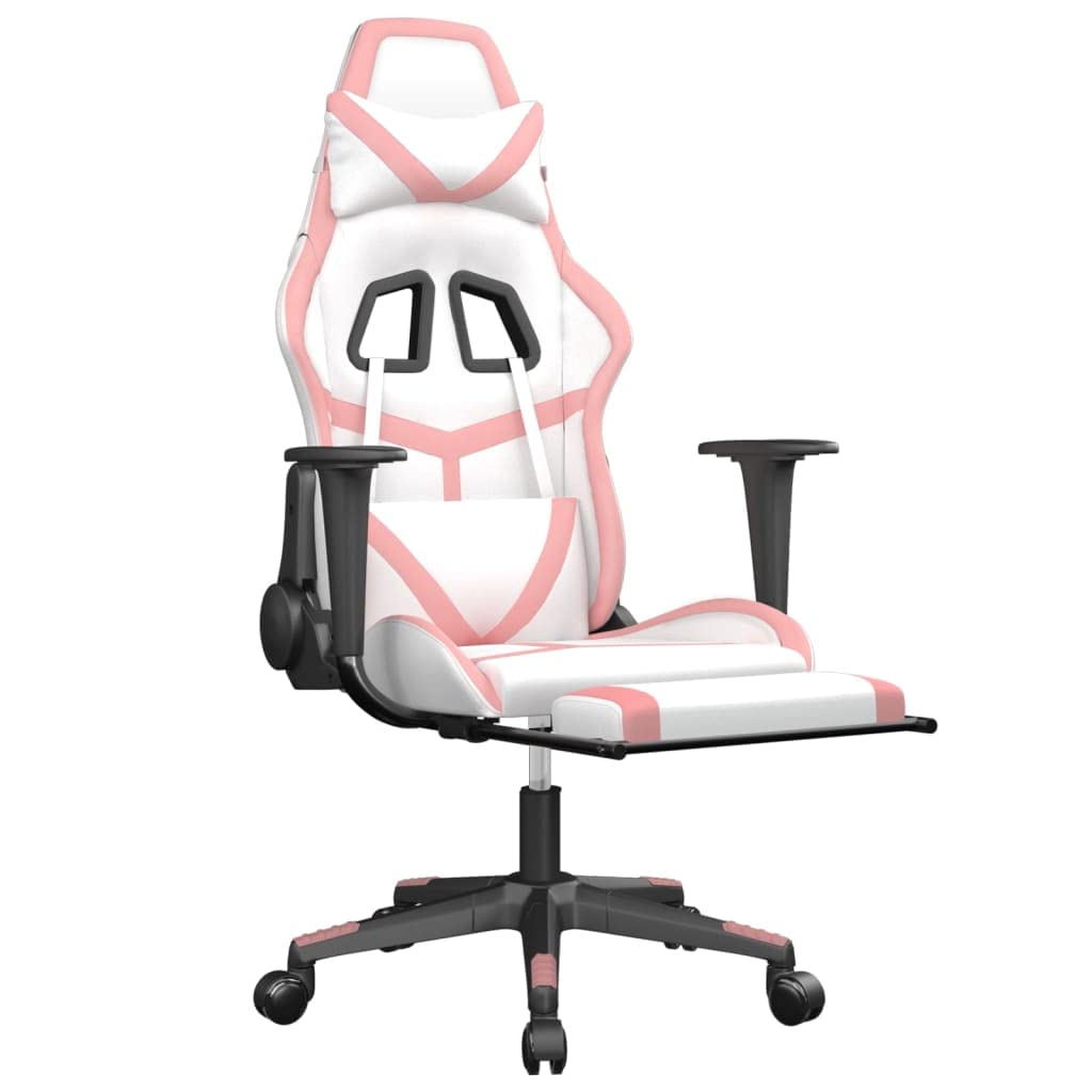 Rantry Arredo Sedia da Gaming con Poggiapiedi Bianco e Rosa in Similpelle, Mobilia Poltrone Salotto, Poltrona Salotto, Poltrone, Poltrona Relax, Poltroncina Camera da Letto