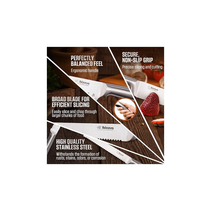 IBIXOVA Professional Kitchen Knife Set, Premium Japanese Stainless Steel 15-PC knives & Built-in Sharpening Block - Easy Sharpener for Cutting Steak - Knife Chef's roll Bag.