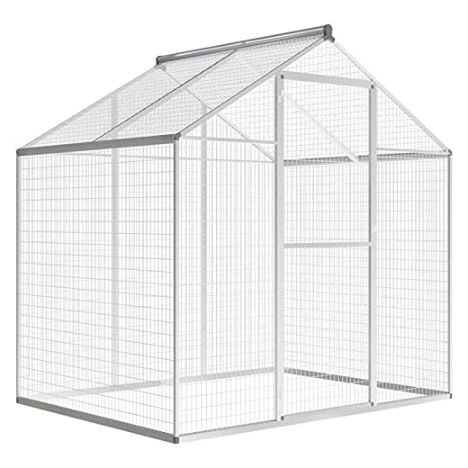 Festnight Outdoor Aviary Aluminium Cage Mesh Walls Bird House