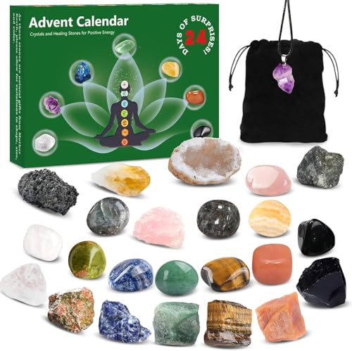 Calendrier De L'avent 2025 Cristaux Enfant,Kit De Culture De Cristaux, 24 Jours Minéraux Pierres Precieuse Calendrier De L Avant, Noël Calendriers Avant 2025 Pour Filles Garçons (Violet Clair
