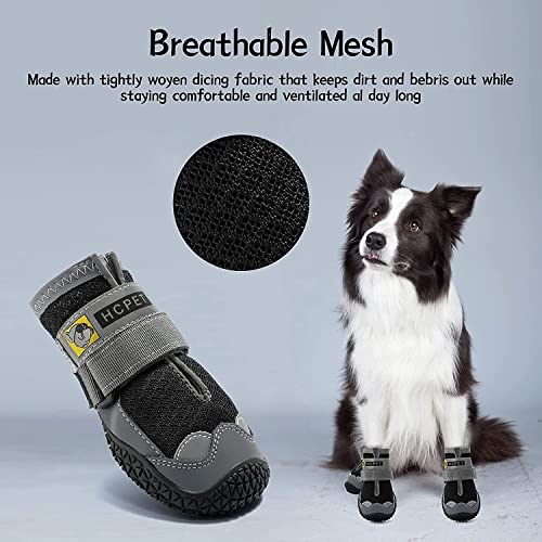 Image of PETANGEL HCpet Dog Boots for Hardwood Floor | Breathable Shoes | Booties With Reflective Anti-Slip Sole | Outdoor Paw Protectors With Rubber Soles for Hiking and Running (Size: 6)