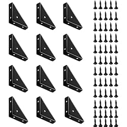 Angulares Para Estanterias 12 PCS Soportes para trípode 60 PCS Tornillos, Soporte de esquina de metal, Soportes en L, Juego de conectores angulares, comúnmente utilizado en muebles, estantes, ventanas, etc