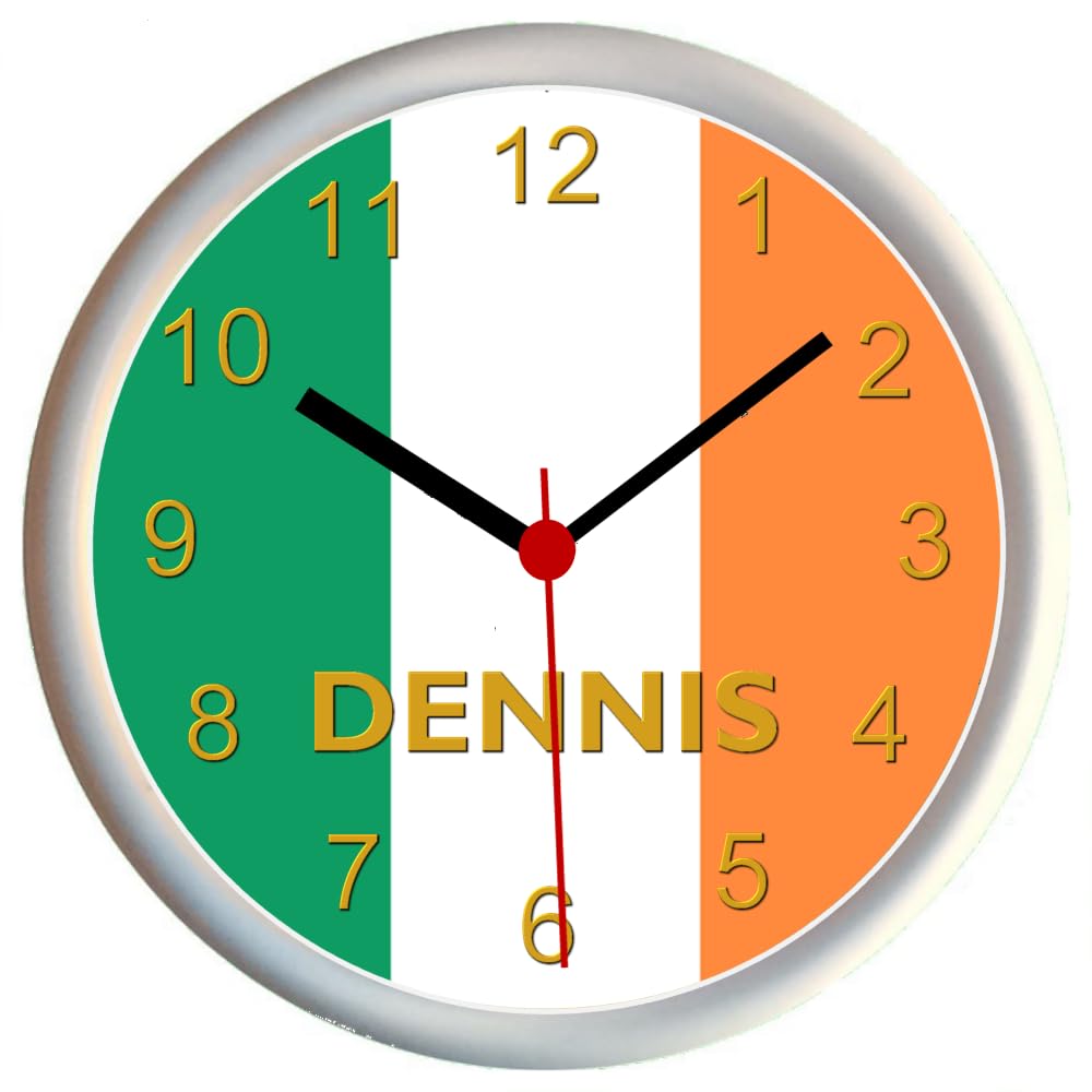 Key Expressions White Personalised Irish Flag/Irish Tricolour/Ireland Wall Clock