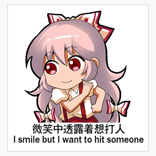 Mokou I Smile But I Want To Hit Someone Sticker Vinyl Waterproof Sticker Decal Car Laptop Wall Window Bumper Sticker 5