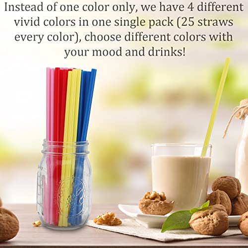 Kitchnacc 100 Pack Heart Shaped Hard Plastic Reusable Cute Straws Individually Wrapped For Cocktail Birthday Party Bridal Shower Wedding Supplies – (Yellow, Blue, Red, Pink) #TOP5