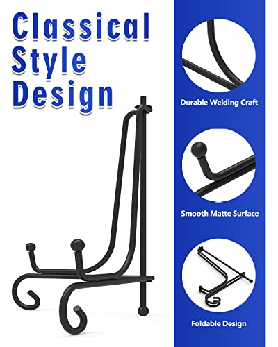 Iron Display Stand 10 Packs, 4 Inches Plate Stand Picture Stand Photo Stand For Display, Black Foldable Easel Stand Holder For Photo Frame, Artwork, Collection, Decorative Plate, Book, Office #TOP2