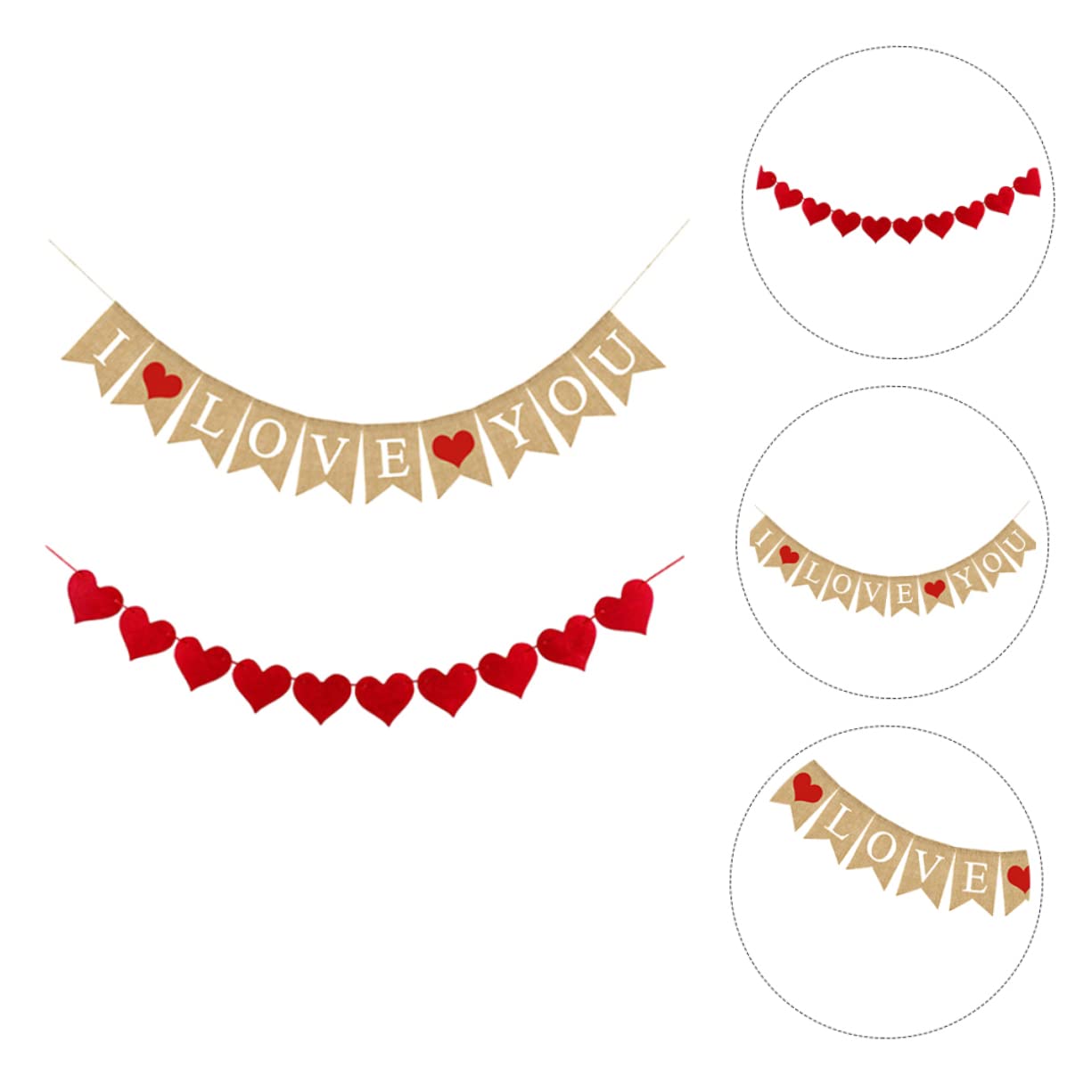 Alipis 6stücke Herzförmige Girlanden Leinen Mit -flaggen Für Hochzeiten Valentinstag Und Partys Love You Dekoration Rot Und Braun